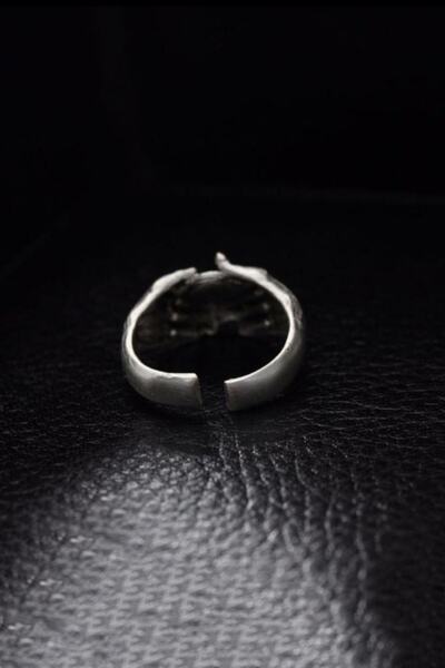 The Collection Antik Gümüş Kaplama Illuminati Avuç Içi Tek Göz Ayarlanabilir Yüzük