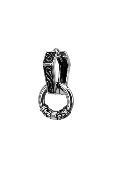 northstarshop Large Antique Design Combination Ring Accessory Snap Hexagon Tribal Men's 316l Steel Earring (single)