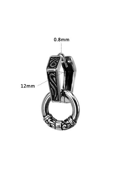 northstarshop Large Antique Design Combination Ring Accessory Snap Hexagon Tribal Men's 316l Steel Earring (single)