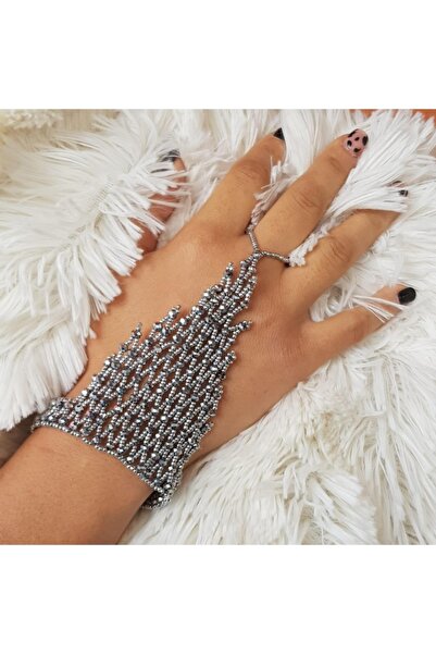 Handmade By HLY شاهمران مصنوع يدويًا من حجر الكريستال باللون الفضي