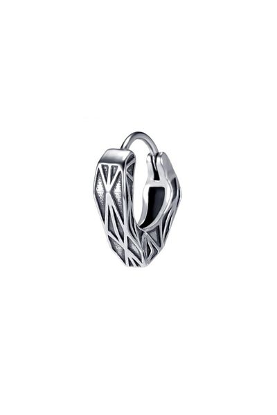 northstarshop Angular Triangle Antique Design Lightweight Ring Snap Men's Steel Earrings