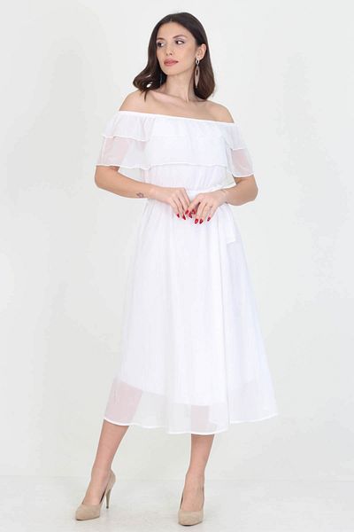 Neşeli Butik Γυναικείο φόρεμα σιφόν με λεπτομέρεια με γιακά Madonna New Season Ry8060