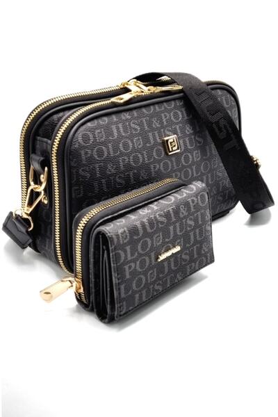 Just Polo حقيبة كتف يد سوداء نسائية Tm1088
