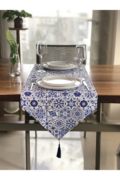 desen tasarım Runner ceramic hexagonal albastru