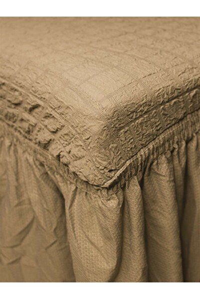 HEYTGAH Sandalye Kılıfı Likralı Bürümcük Etekli Lastikli Yıkanabilir Sandalye Örtüsü 6adet Burumcuk Bal Renk