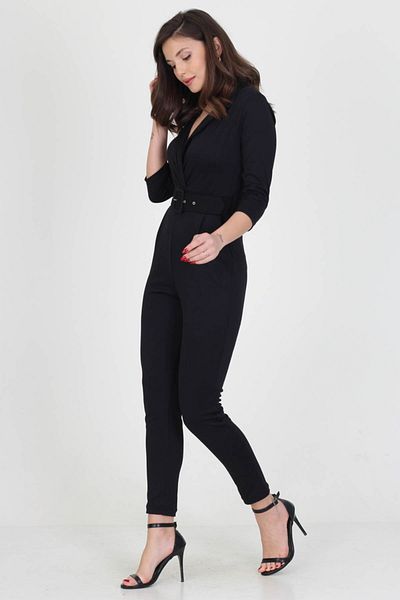 Neşeli Butik Women's New Season Lycra Pocket Jumpsuit with Belt Nb0007