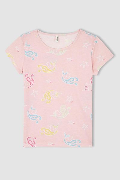 DeFacto Girl's Patterned Short Sleeve Cotton Pajama Set