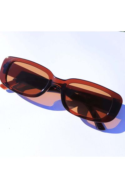 LOOKUP Light Brown Bronze Square Rectangular Vintage-retro Unisex Sunglasses