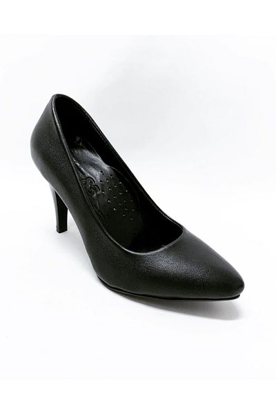 stok83 Stiletto de damă din piele naturală neagră