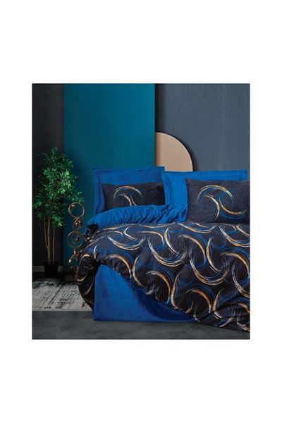 Cotton Box Set cuvertură de pilota dublă Satin Line Vidal Blue