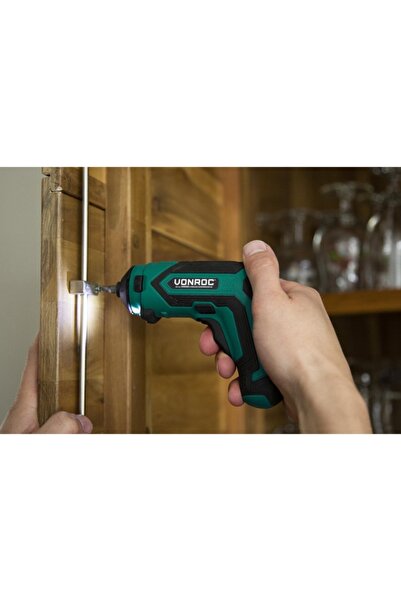 VONROC Akülü Tornavida – 4v – Dahil. Uç Tutucu, Eksantrik Ve Açılı Bağlantı, Uç Seti Ve Şarj Cihazı