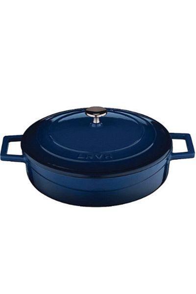 Lava Navy Blue Cast Multi-Purpose Flat Pot Trendy Diameter-24