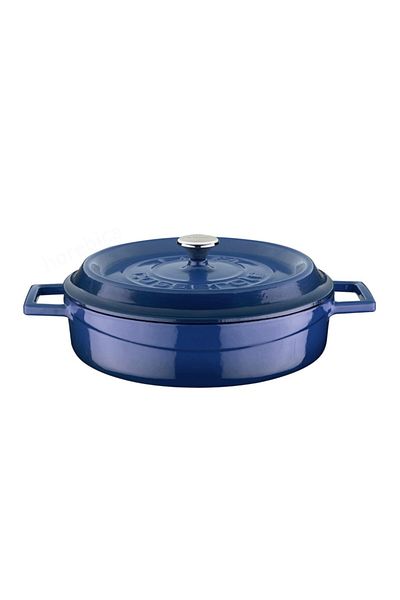 Lava Cast Iron Shallow Pot Trendy Lid - 24 Cm - Blue