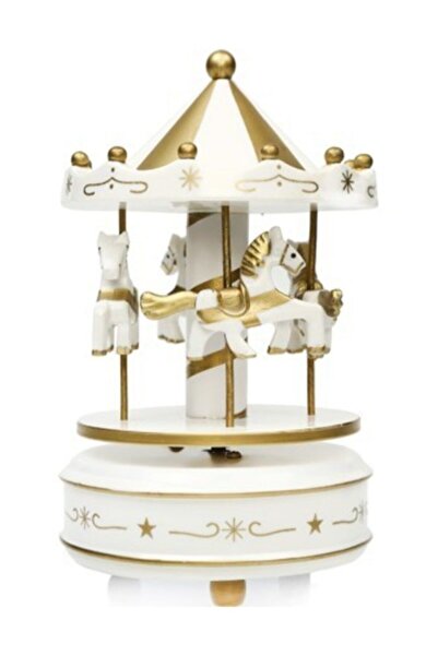 ELBA Gold   Beyaz Nostaljik El Yapımı Atlı Karınca Müzik Kutusu