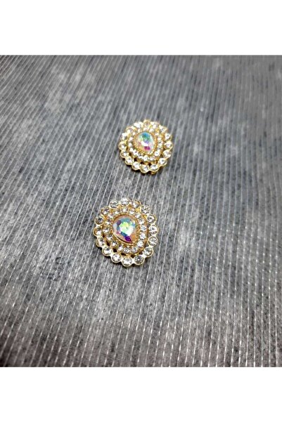 İMREN AKSESUAR Κρυστάλλινη Πέτρα 2 εκ. Μεταλλικό Κουμπί 2 Τεμάχια