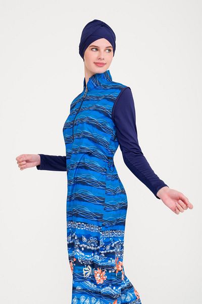 Estiva Women's Full Covered Hijab Swimsuit - Navy Blue