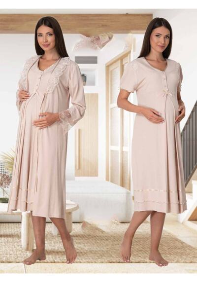 kaktüslohusa Effort Women's Maternity Maternity Nightgown and Dressing Gown S...