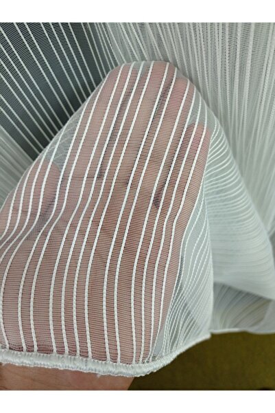 GOGOPERDE Çizgili Modern Tül Perde 1/2 Pileli