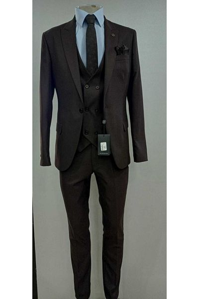 Costumen Ανδρικό κοστούμι Güncüoğlu με διπλό σχιστό γιλέκο Slim Fit