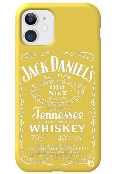 WANNA PROTECT Iphone 11 Sarı Renkli Premium Içi Kadifeli Whiskey Desenli Sili...