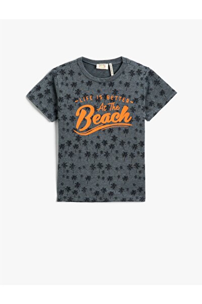 Koton Fiú pálmafára nyomtatott rövid ujjú pamut póló