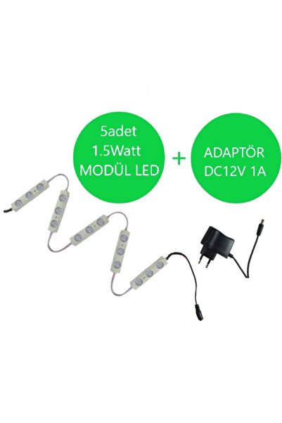 Semco Hazır Led Modül Beyaz 5'li 12 V 1a Adaptörlü Akvaryum / Pano Işıklandır...