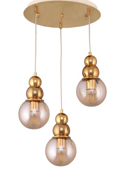 Çakır Aydınlatma Salkım 3 Lü Top Bal Camlı Gold ( Sarı ) Sıralı Sarkıt Çakır ...