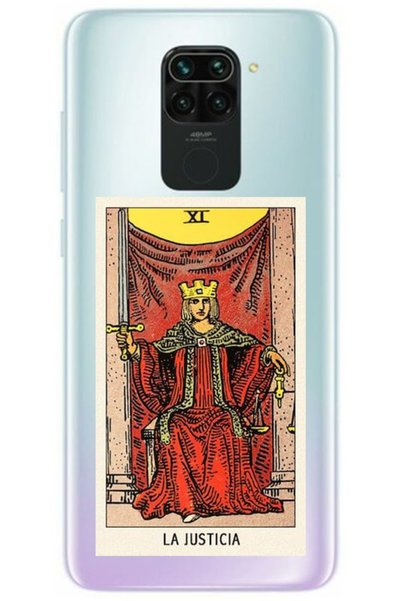 WANNA PROTECT جراب سيليكون شفاف منقوش لهاتف Xiaomi Redmi Note 9 Tarot Justice