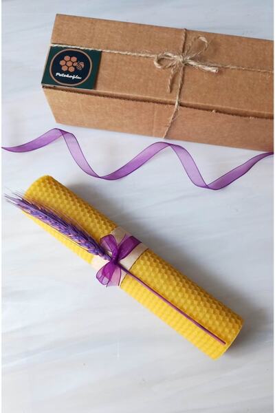 Petekoğlu 21 X 4.5 Cm Bal Mumu Mum Büyük Tekil Doğal Petek Balmumu Mum Kutuda...