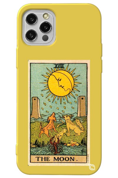 WANNA PROTECT iPhone 13 Pro Yellow Premium Velvet Inside Tarot Moon Patterned...