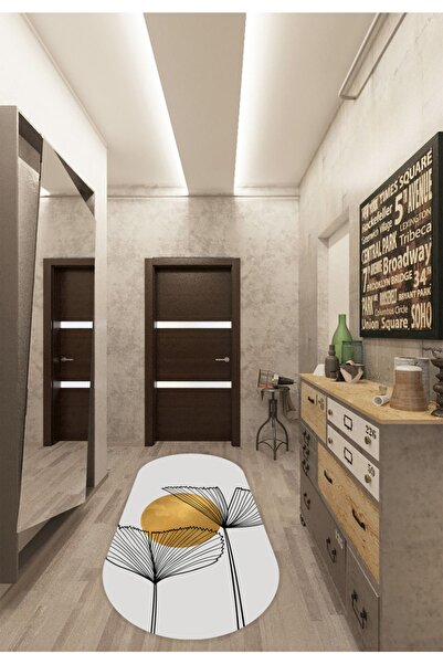 Arrosa Home Gold Renkli Çiçek Figürlü Oval Halı