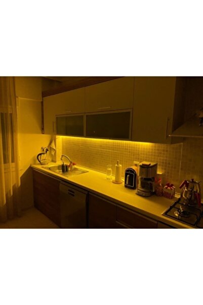 Bvs Elektronik Mutfak Tezgah Üstü Için 1 Mt Amber Şerit Led +12v Adaptör Tak Çalıştır Aç Kapa Anahtar 3 Çip 1 Metre