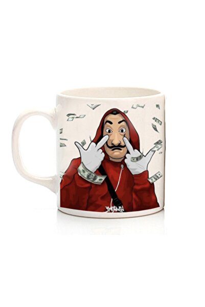 ART HEDİYE كوب La Casa De Papel - Robber Showing The Middle Finger And Money ...
