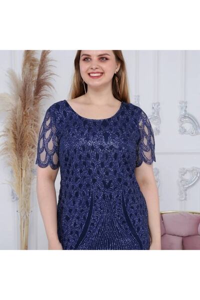HaiModa Kadın Elbise Büyük Beden Pullu Simli