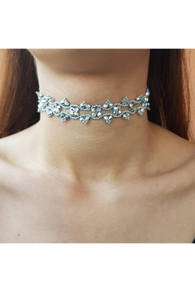 Handmade By HLY Handmade Silver Color Ivy Crystal Choker