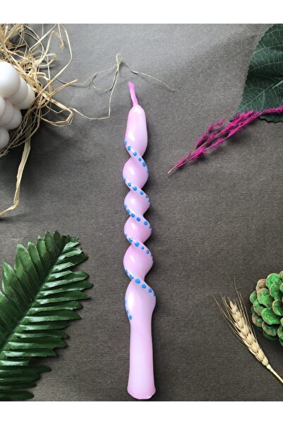 Elif Design Pembe Burgu Şamdan Mumu Kokulu Desenli Burgu Mum