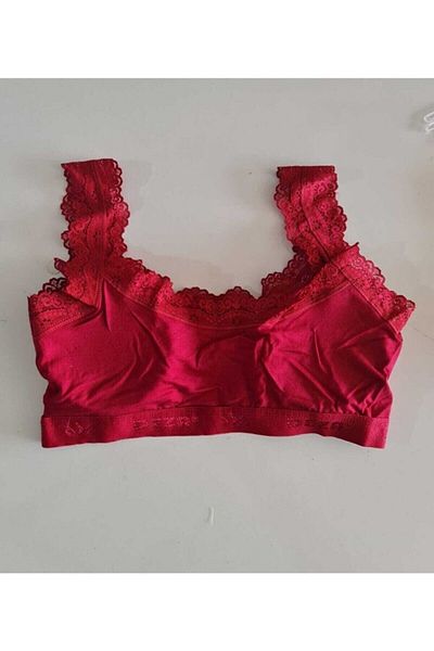 Deza Bustieră din dantelă cu bretele groase din bambus culoare cireș 03