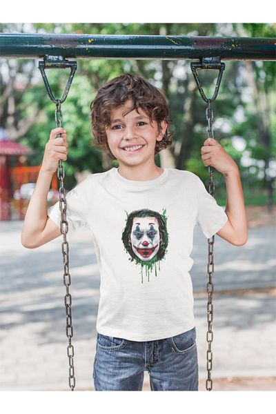Raf Coll Tricou cu imprimeu digital alb Joker pentru copii
