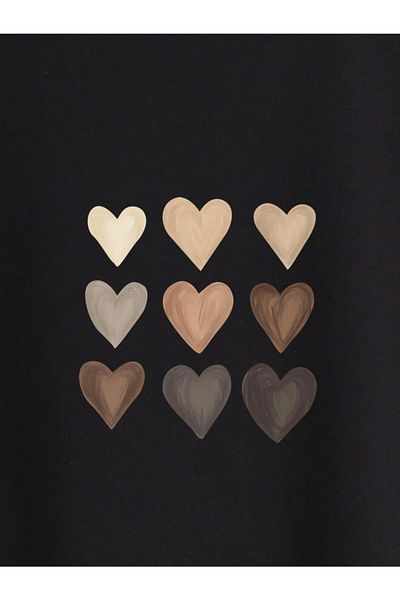 Deocept Tricou oversize cu imprimeu inimă pentru femei