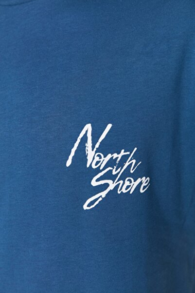 Trendyol Collection Bavlněné tričko Indigo Crew Neck Printed Wide Cut - Tmnss20Ts1099