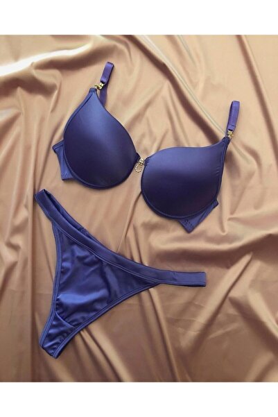Genel Markalar Mios Fashıon Kadın Mor Saten Kumaş Sütyen Takım