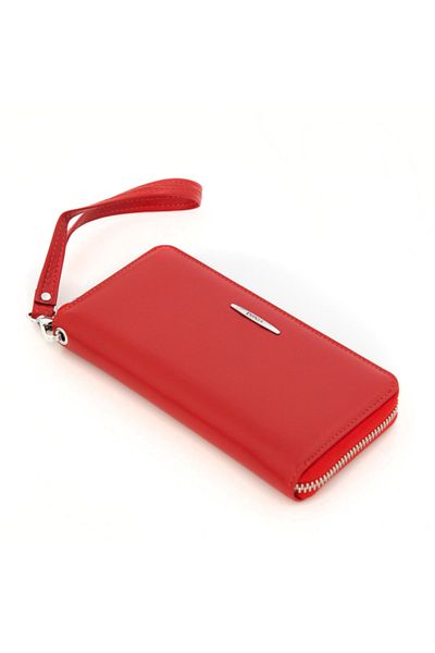 Eminsa Red Genuine Leather Women's Wallet with Hand Holder