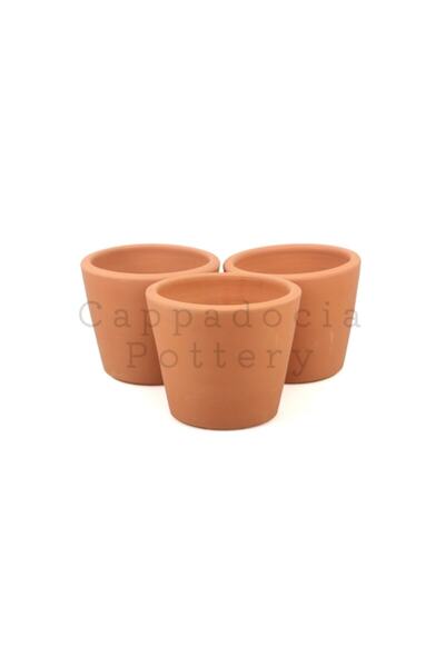 Cappadocia Pottery 3lü Orta Boy Konik Tip Doğal Terleyen El Yapımı Çömlek Top...
