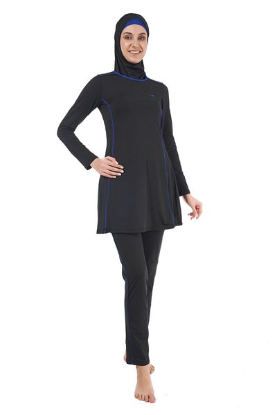 Estiva Women's Fully Covered Hijab Swimsuit - Black