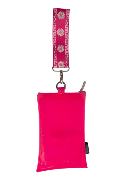 Bakras Pink Semi-Transparent Multi-Purpose Phone Bag with Daisy Grip