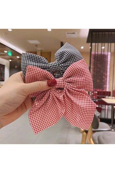 MİNELLASTORE Minella Store 2 Pieces Black and Red Bow Children's Gift School Accessory Buckle