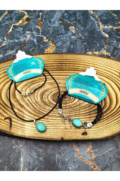 By Damla Collection Natural Stone Crab Zodiac Bracelet Necklace Turquoise Stone
