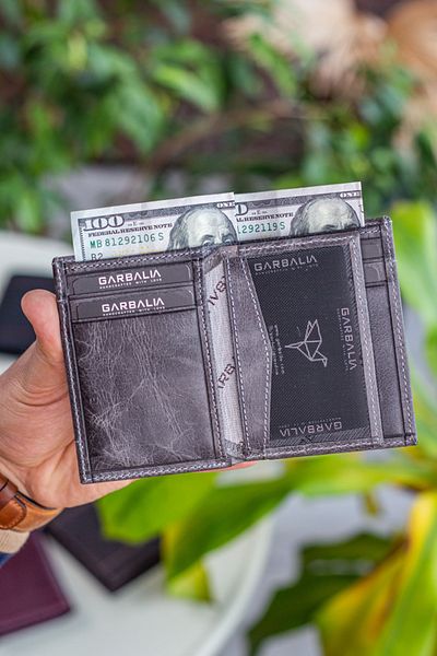 Garbalia Ανδρικό πορτοφόλι Franklin Genuine Leather Polite Crazy Grey