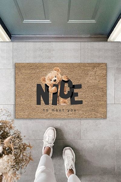 Silkcoat Home Digital Print Brown Teddy Bear Tedy Bear Nice Door Mat Ps1172