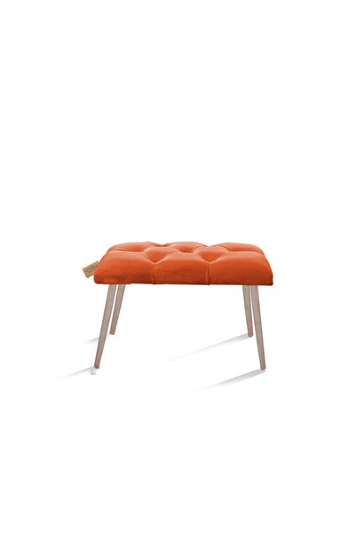 LOVİSSE HOME Turuncu Arya Gürgen Retro Ahşap Ayaklı Dekoratif Chester Bench P...